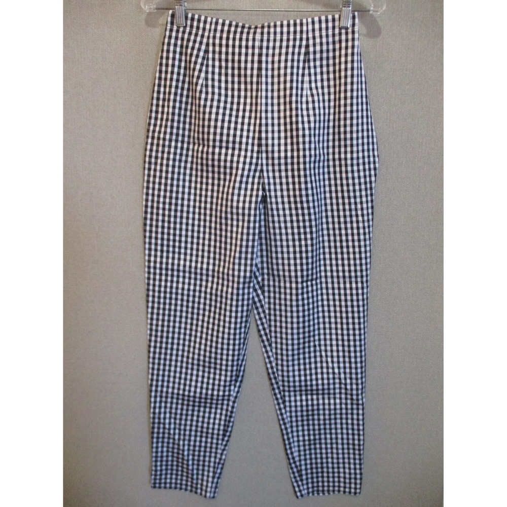 Diane Gilman Silk B&W Gingham High Waist Ankle/Crop Size Small Lined
